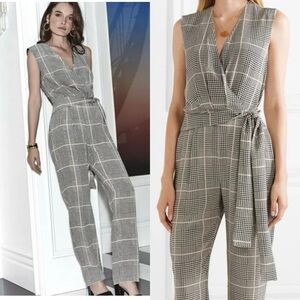L'AGENCE 100% Silk Julia Plaid Jumpsuit